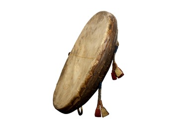 Samisk trumma i Dalarnas museums samlingar (DM 1407). Foto: Fredrik Hegert